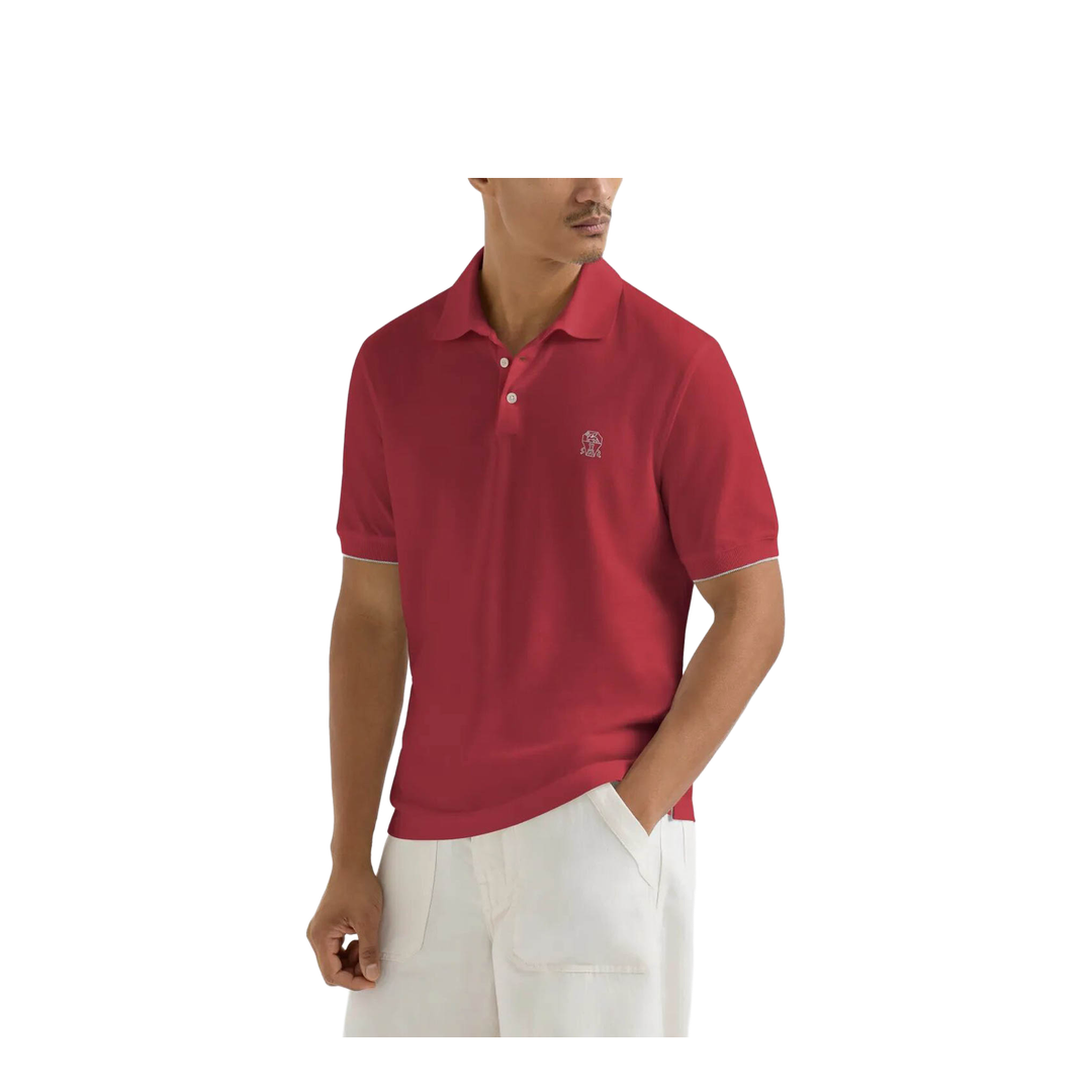 Logo Cotton Polo Shirt Burgundy - Image 4
