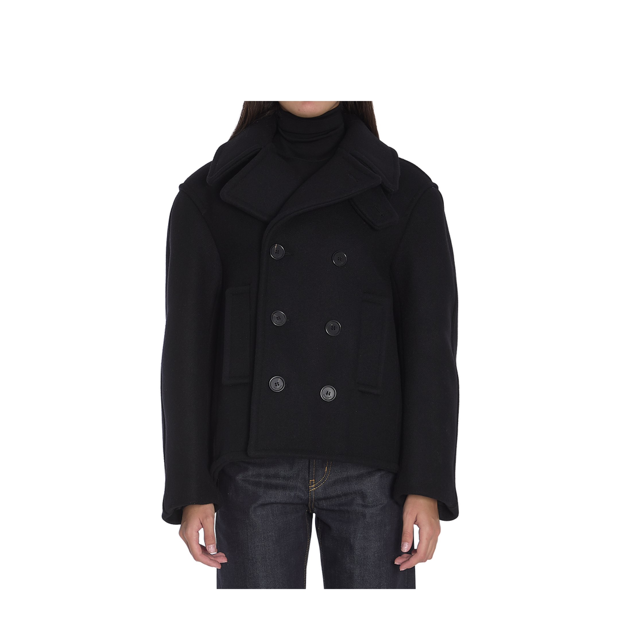 Oversize Pea Coat in Wool - Image 1