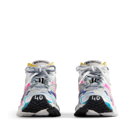 Mesh and Nylon Multicolor Worn-Out Effect Runner Sneakers - Image 7