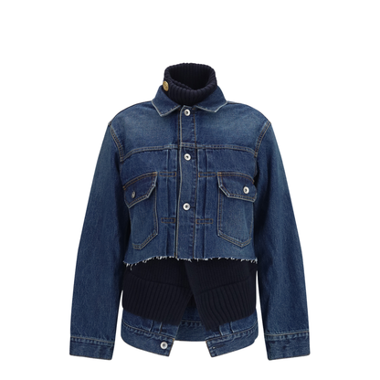 Denim Jacket with Wool Knit Layer - Image 1