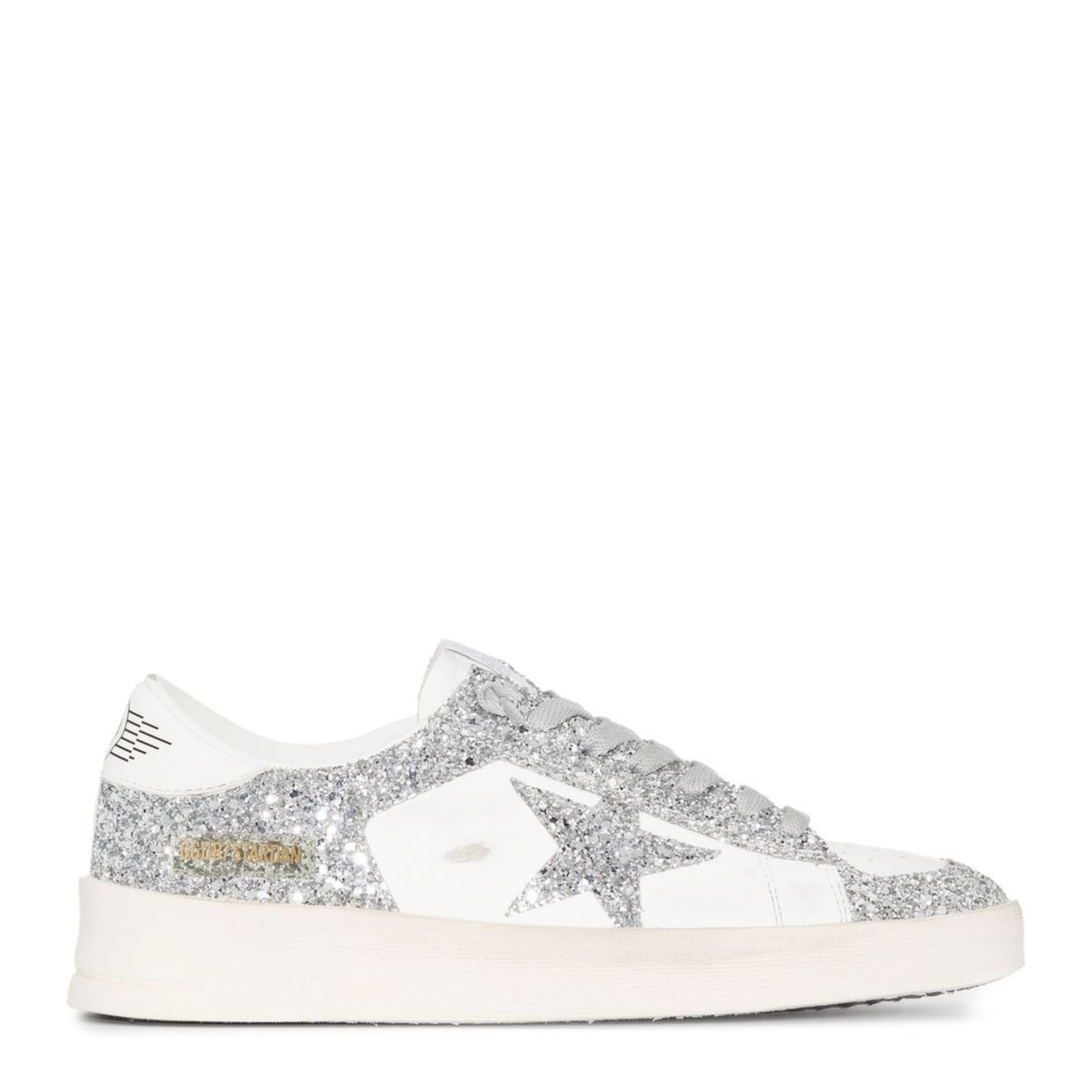 Stardan Sneakers in White and Silver Glitter - Image 1