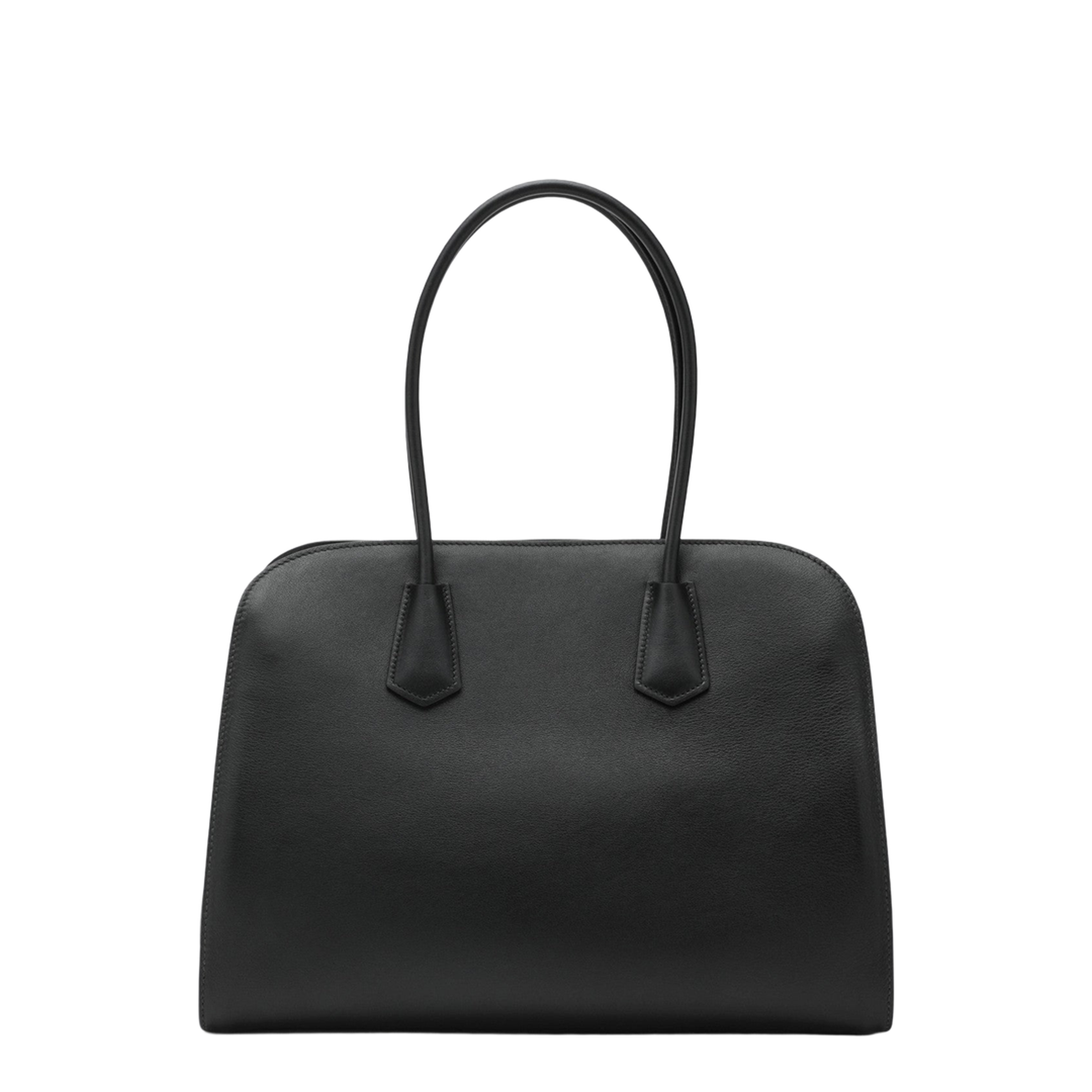 Large Leather Tote Bag - Black - Image 2