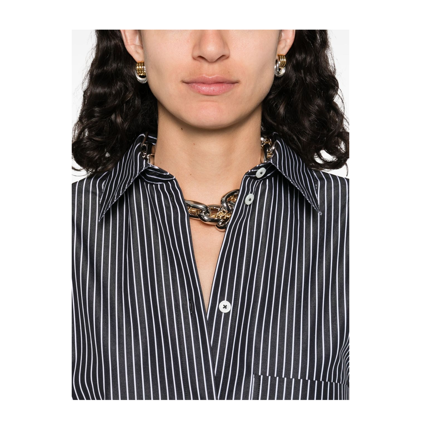 Black and White Dress with Classic Collar - Image 2