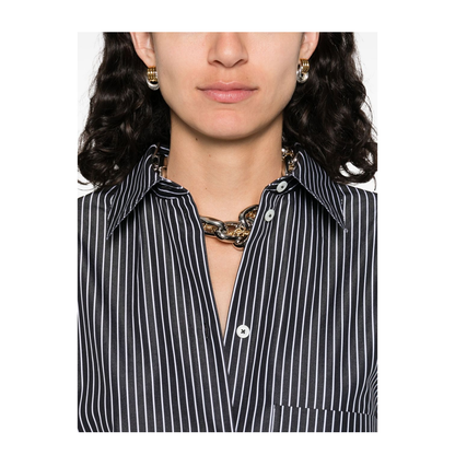 Black and White Dress with Classic Collar - Image 2