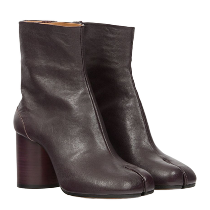 Brown Signature Tabi Toe High Block Heel Boots - Image 4