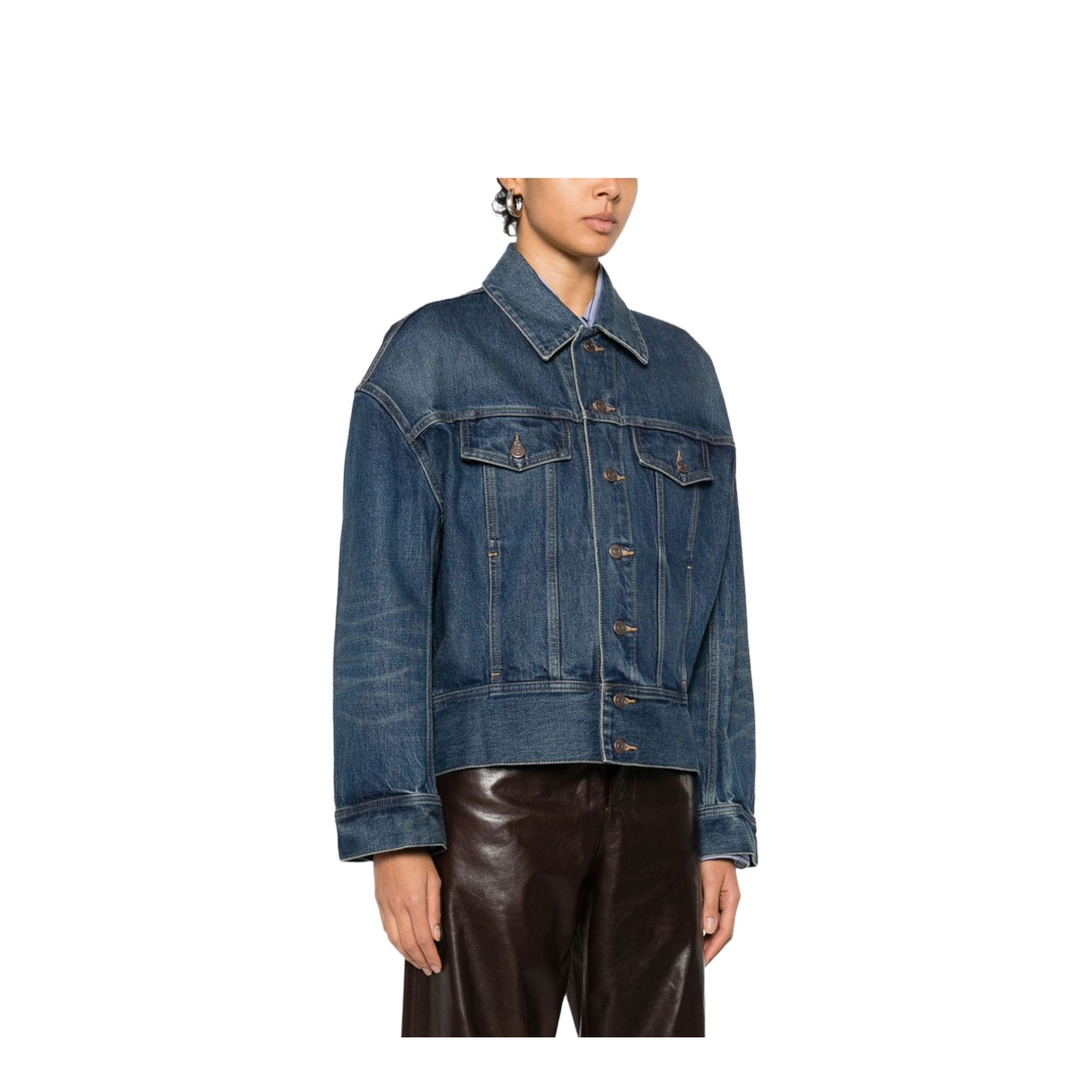 Denim Cotton Jacket In Multi - Image 4