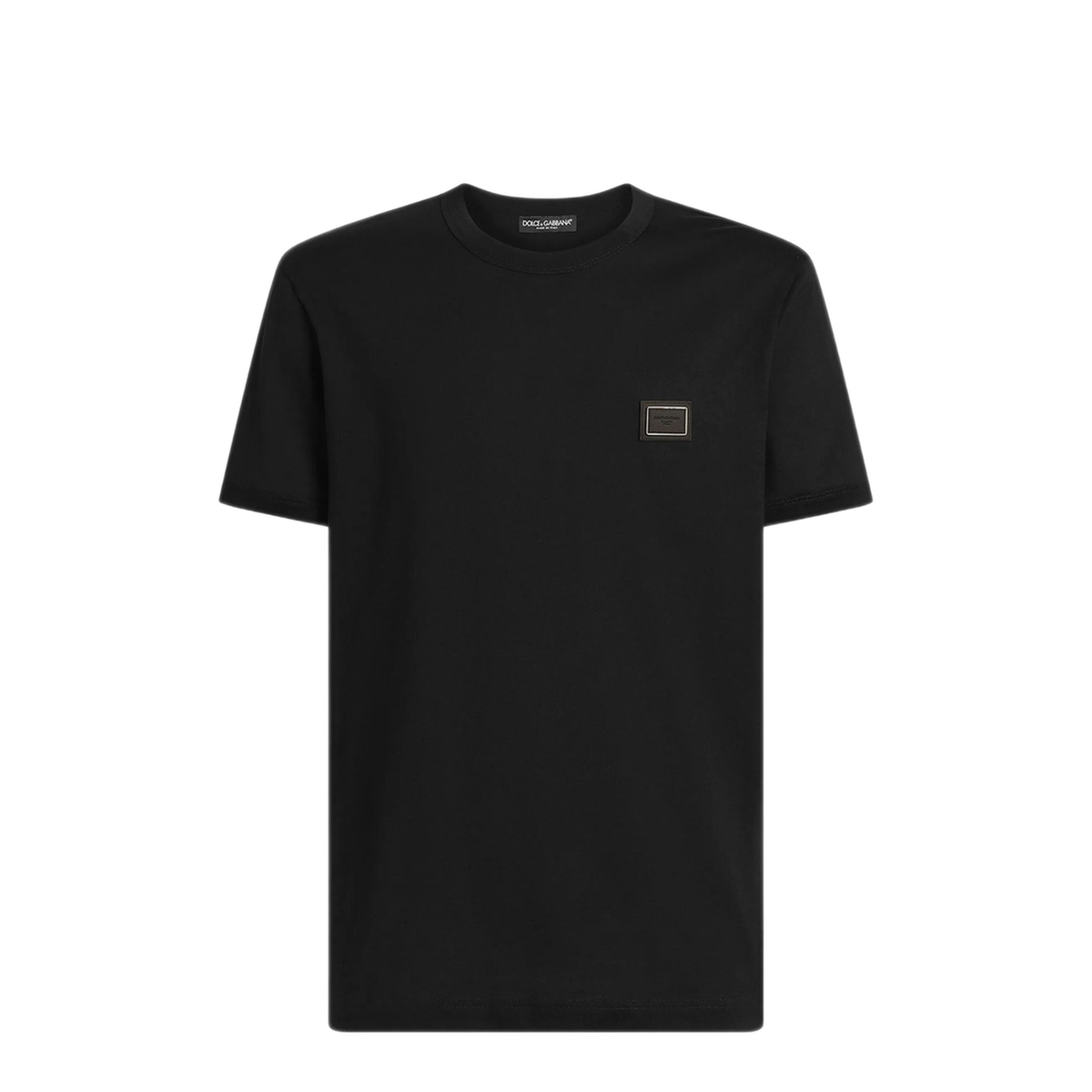 Cotton T-Shirt With Logo Plaque In Black - Image 1