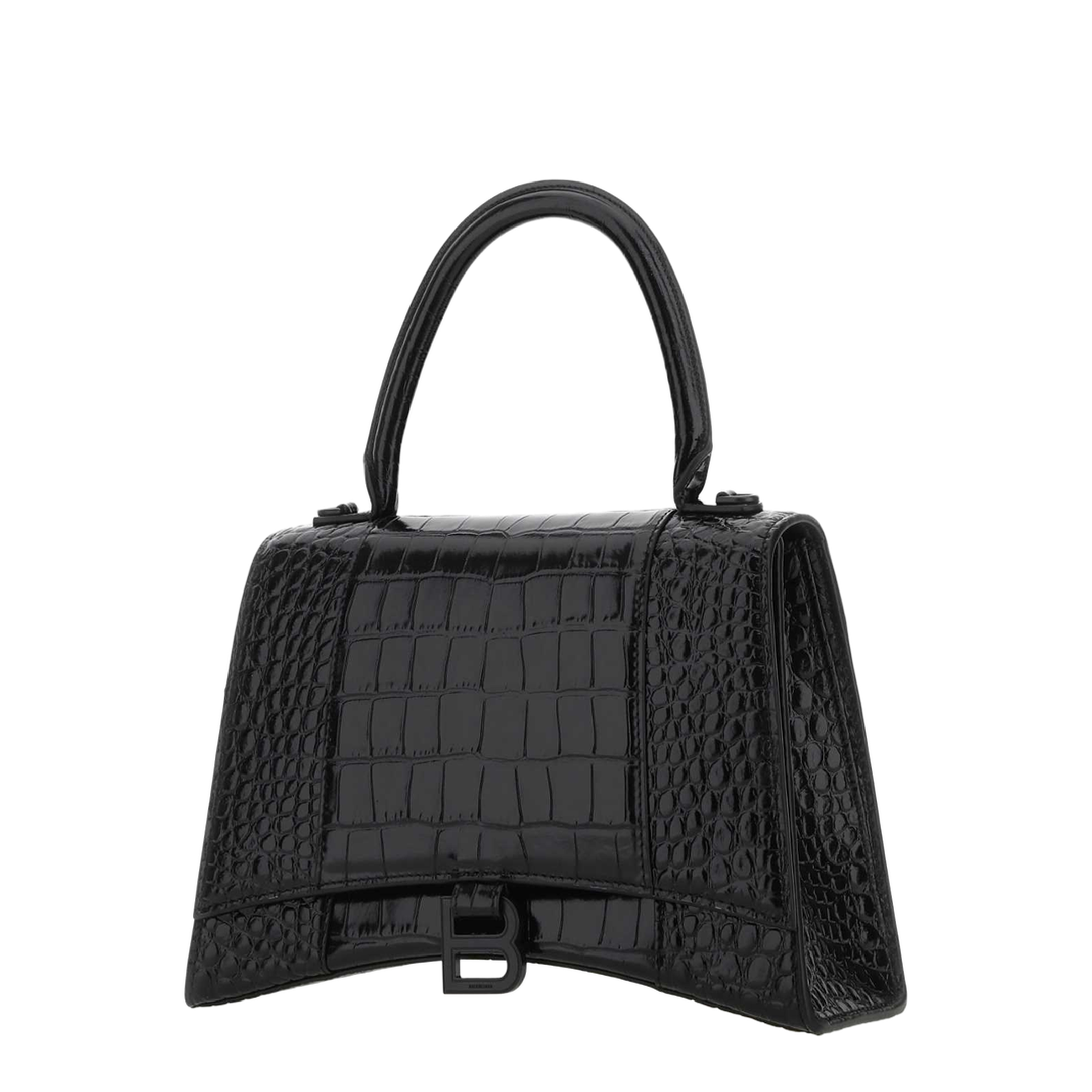 BLACK LEATHER HOURGLASS HANDBAG - Image 2