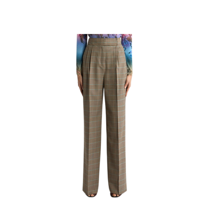 Stretch Wool Trousers with Prince of Wales Pattern - Image 3