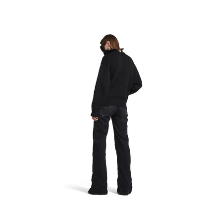 Crinkled Effect Wide Leg Jeans With Washed And Worn-Out Details - Image 3