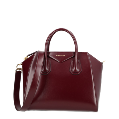 Antigona Small Calfskin Box Leather Top Handle Bag - Burgundy - Image 1