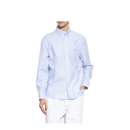 Striped Shirt With Silk Printed Insert - Image 3