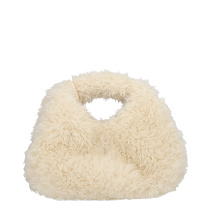 Alternative Fur Mini Hobo Bag - Egret - Image 3