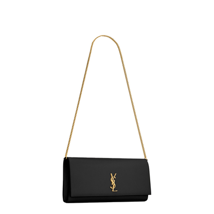 Kate Grain de Poudre Leather Clutch - Black - Image 5