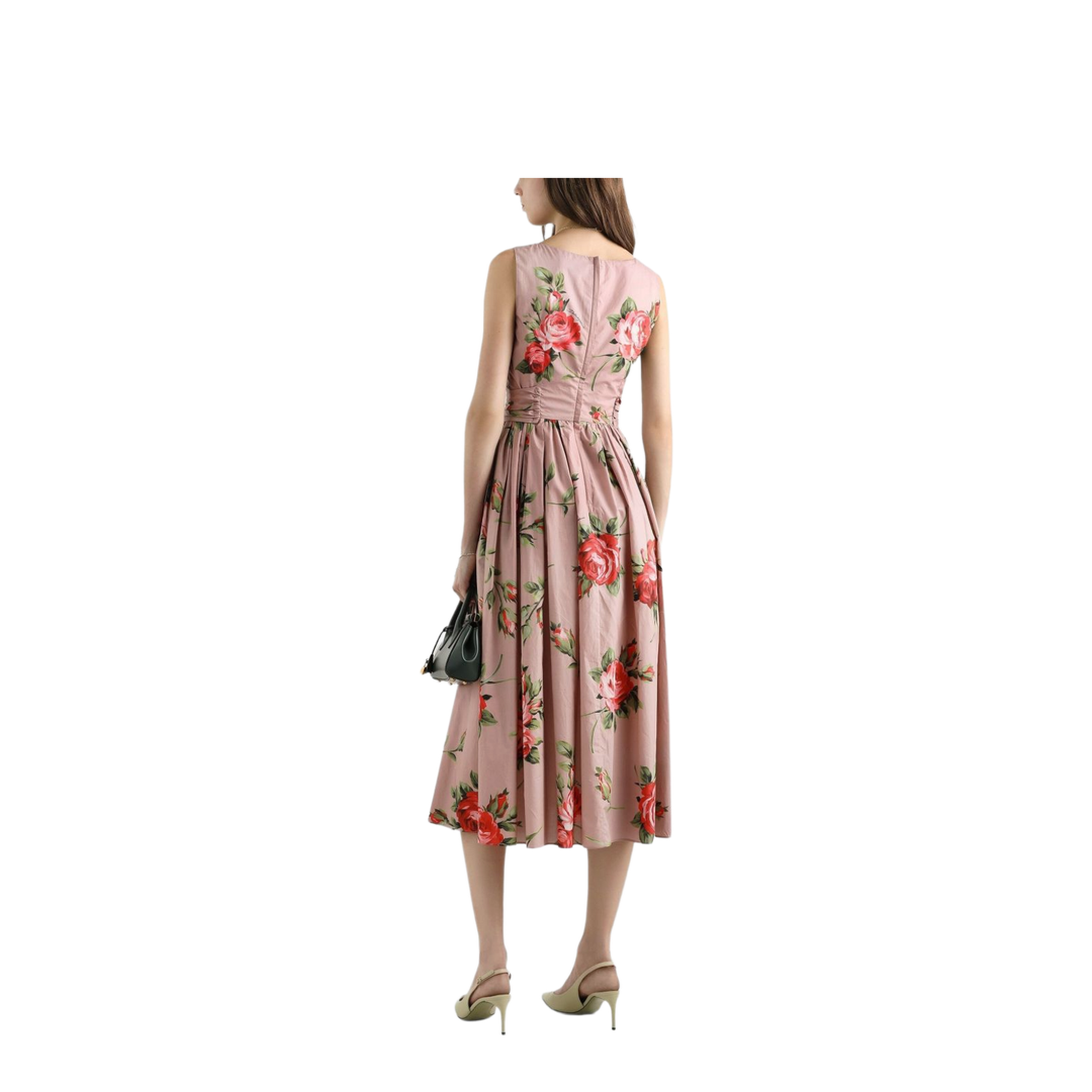 Rose Bouquet-Print Cotton Dress - Image 3