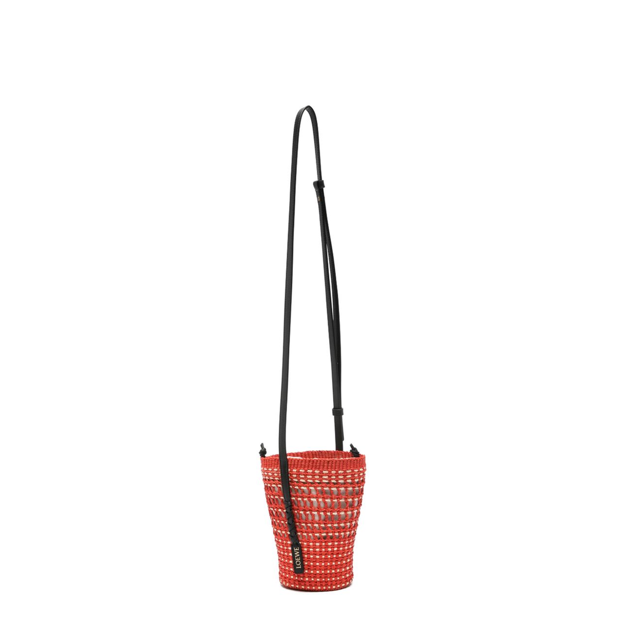 Braid Pocket Iraca Palm & Calfskin Pocket Bag - Red/Natural - Image 1