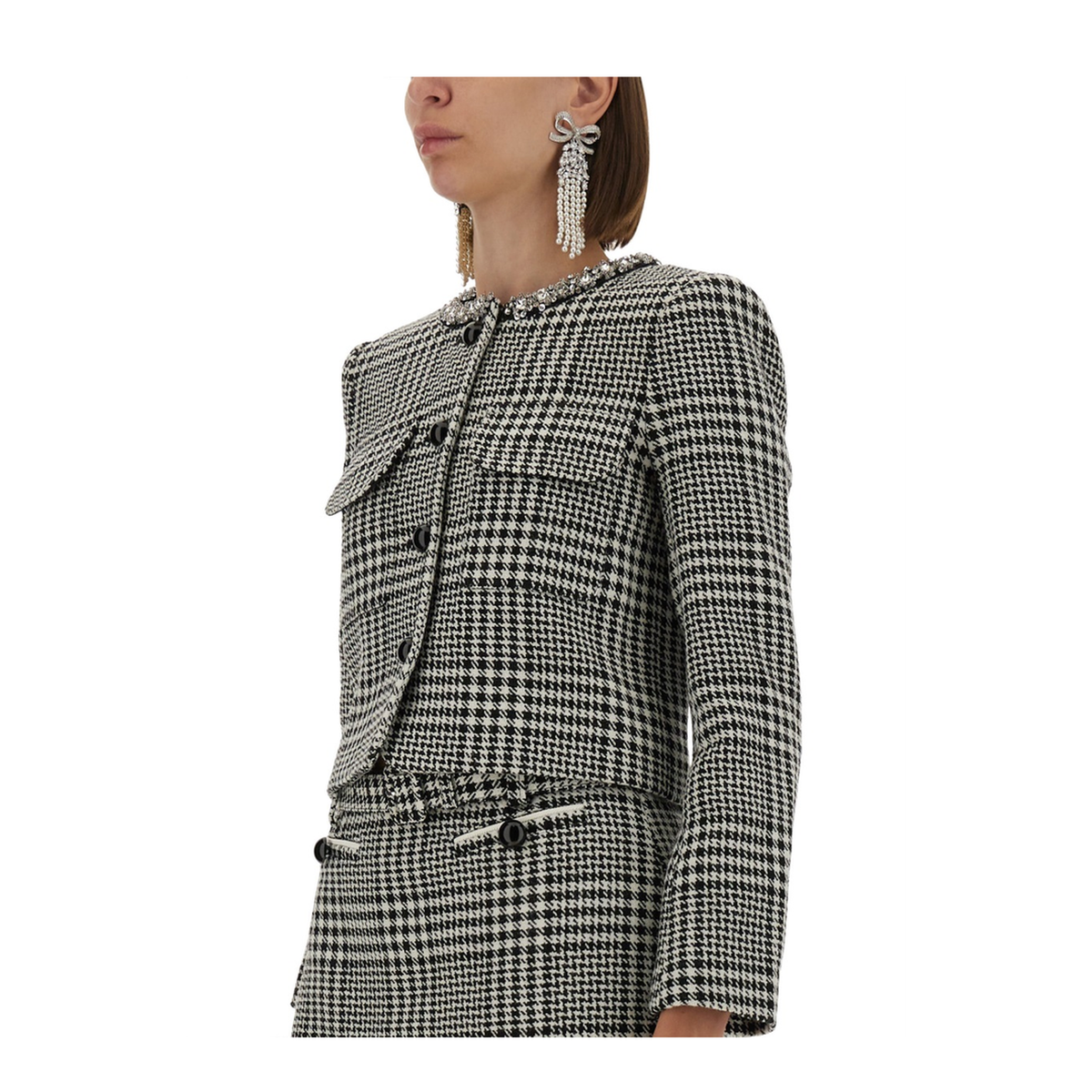 Houndstooth Jacket With Crystals - Image 4