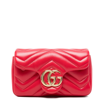 GG Marmont Mini Matelassé Chevron Nappa Leather Shoulder Bag - Bright Red - Image 1