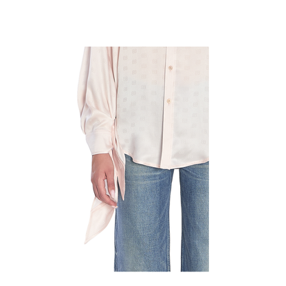Silk Shirt With Knotted Cuffs In Pink - Image 4