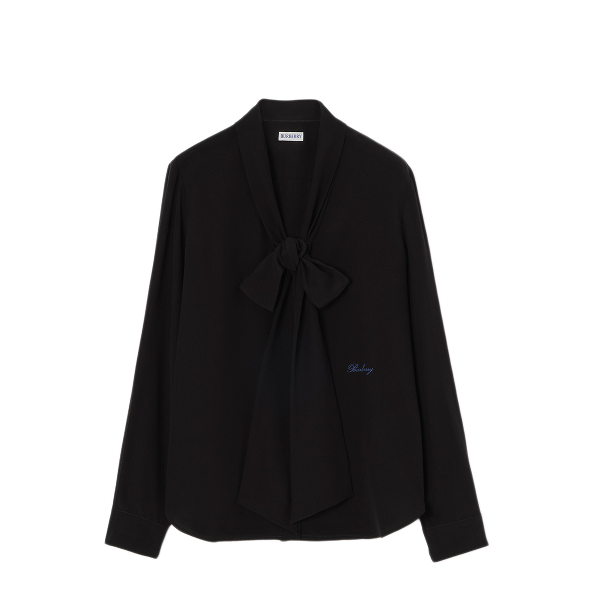Silk Blouse With Embroidered Logo And Scarf Detail - Image 1