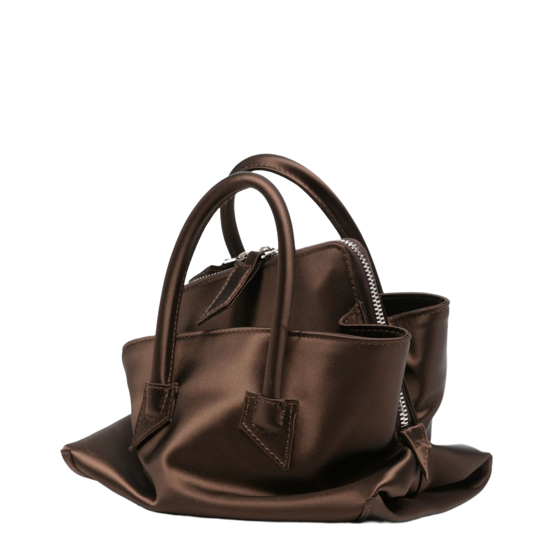 La Passeggiata Mini Lux Satin Top Handle Bag - Dark Brown - Image 4