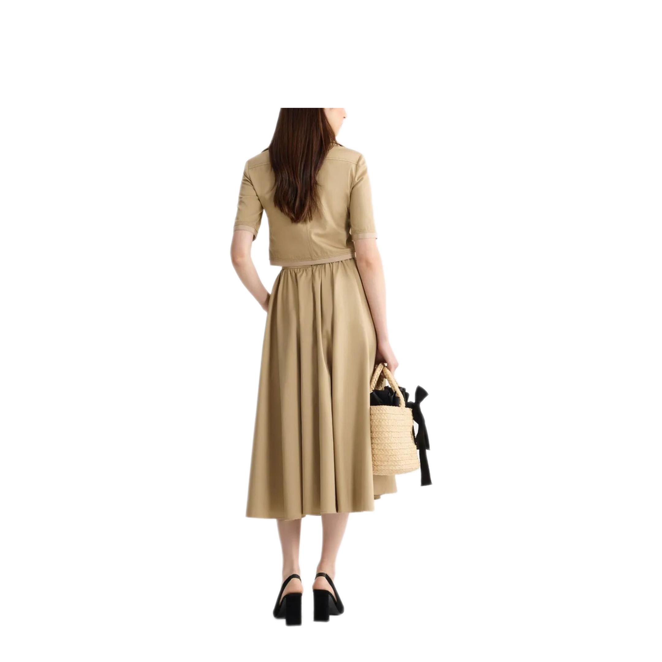Short-Sleeved Cotton Cropped Jacket - Image 4