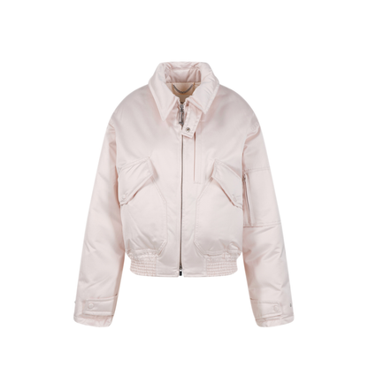Cotton Satin Padded Bomber Jacket - Image 3