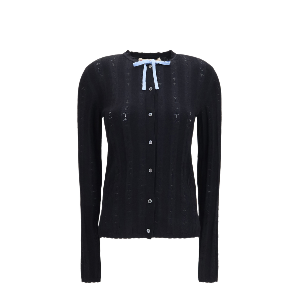 Wool And Silk Cardigan With Bow - Image 1