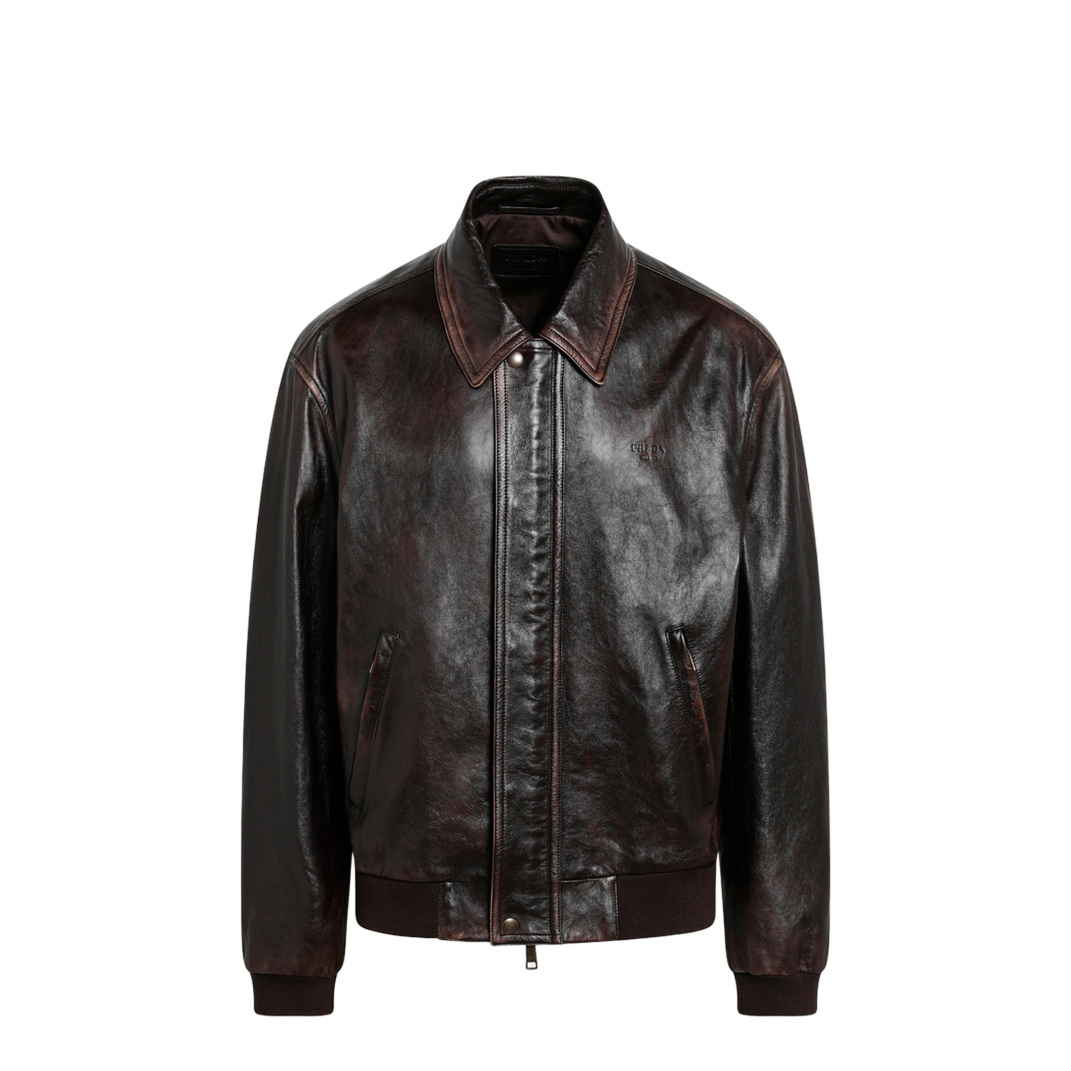 Vintage Nappa Leather Bomber Jacket in Dark Brown - Image 1