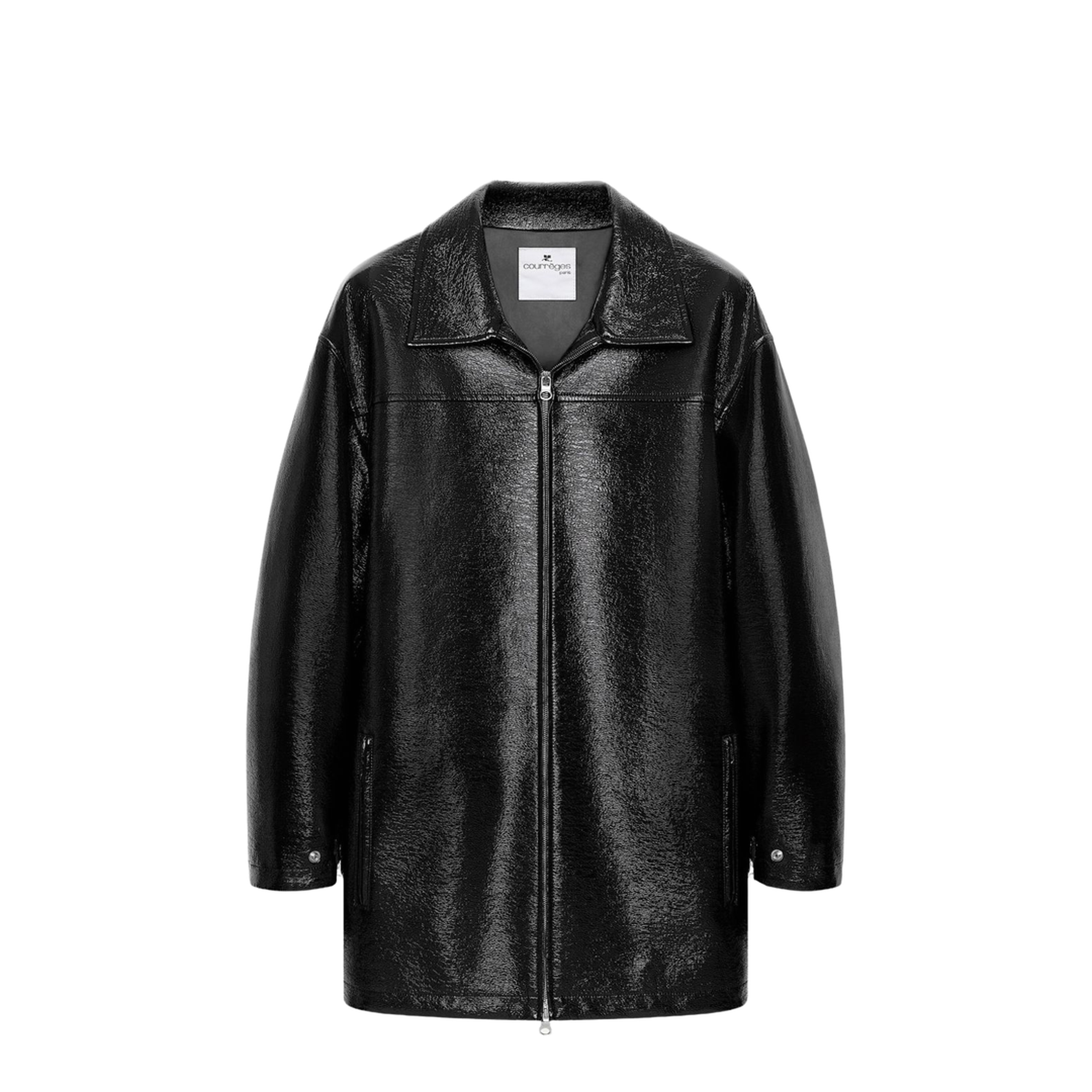 Zipped Vinyl Maxi Bomber Jacket - Image 1