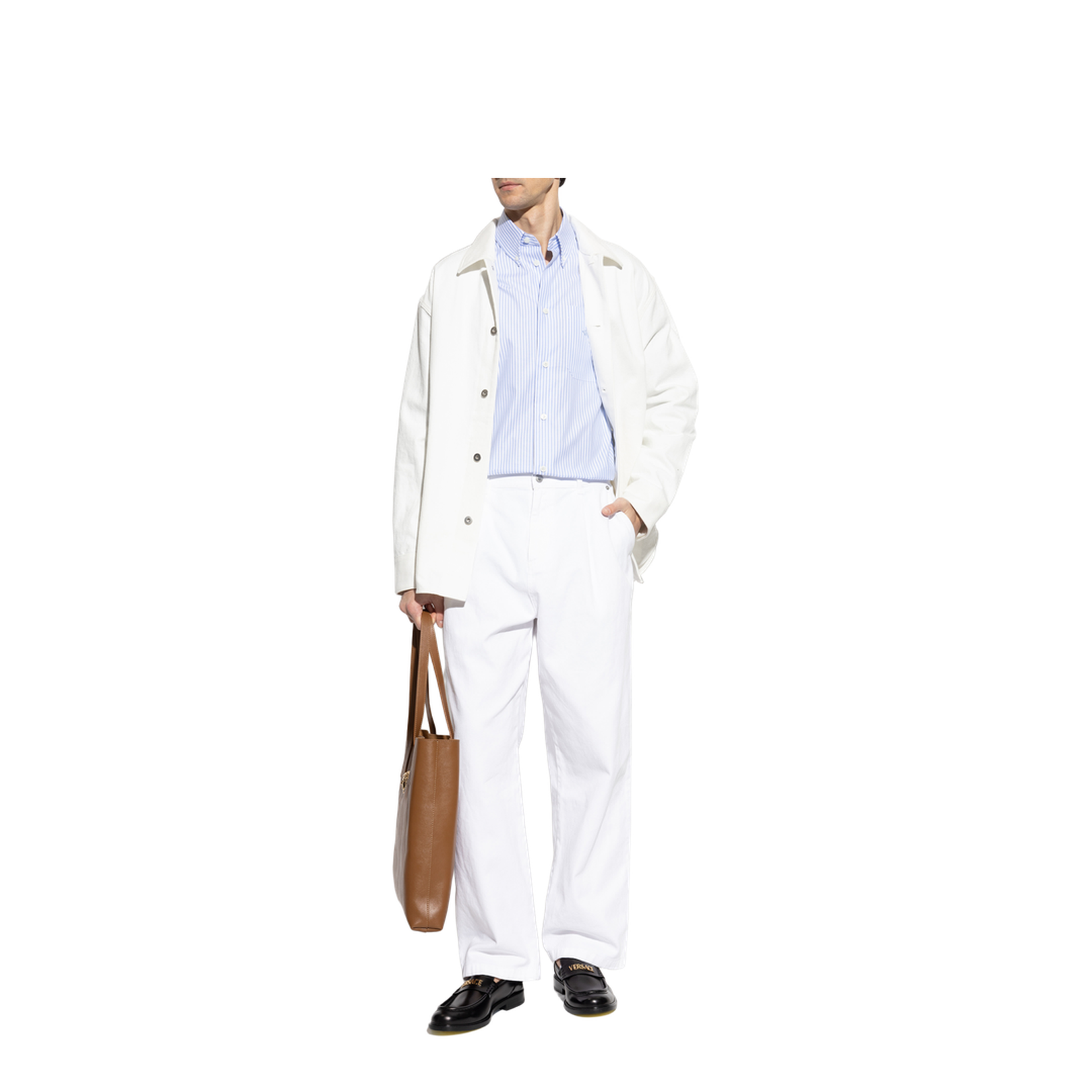 Striped Shirt With Silk Printed Insert - Image 2