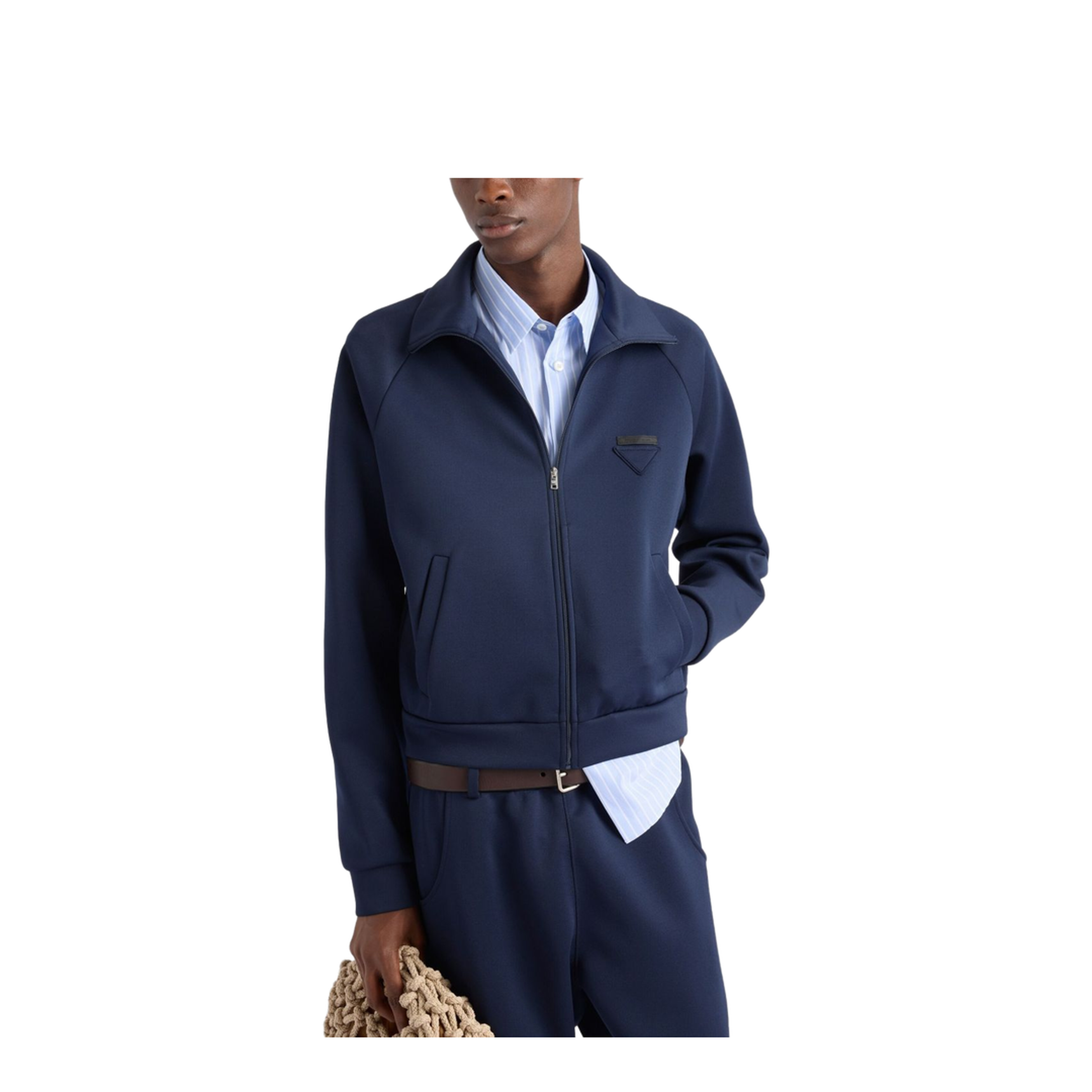 Zip Sweatshirt in Technical Fabric Blue - Image 4