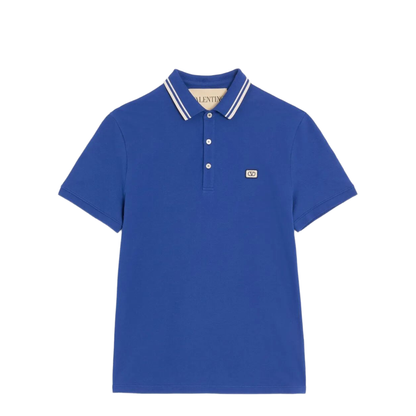 Cotton Piqué Polo Shirt with Vlogo Patch - Image 1