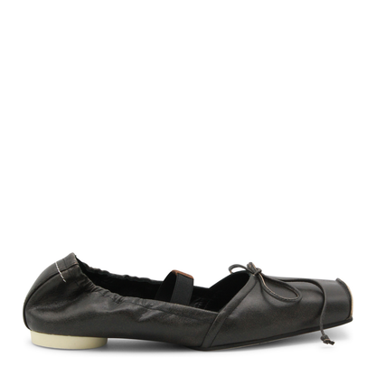 Square-toe ballerinas in brown calfskin leather - Image 1
