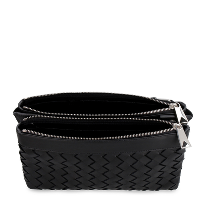 Intrecciato Leather Shoulder Bags - Black - Image 5