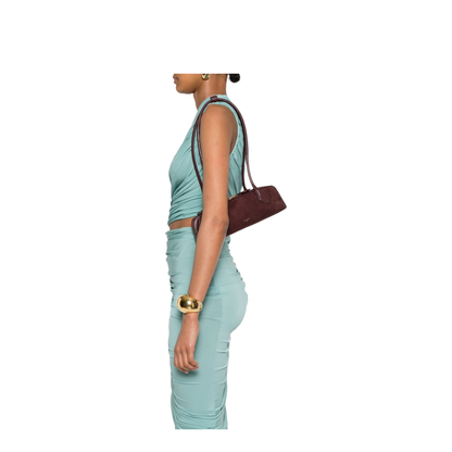 Le Teckel Small Bi-material Leather Shoulder Bag - Rouge Grenat - Image 3