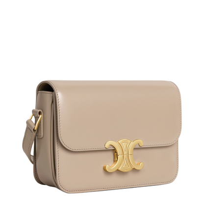 Triomphe Shoulder Bag Leather Beige - Image 2