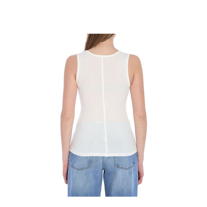 White Cotton Blend Tank Top - Image 2