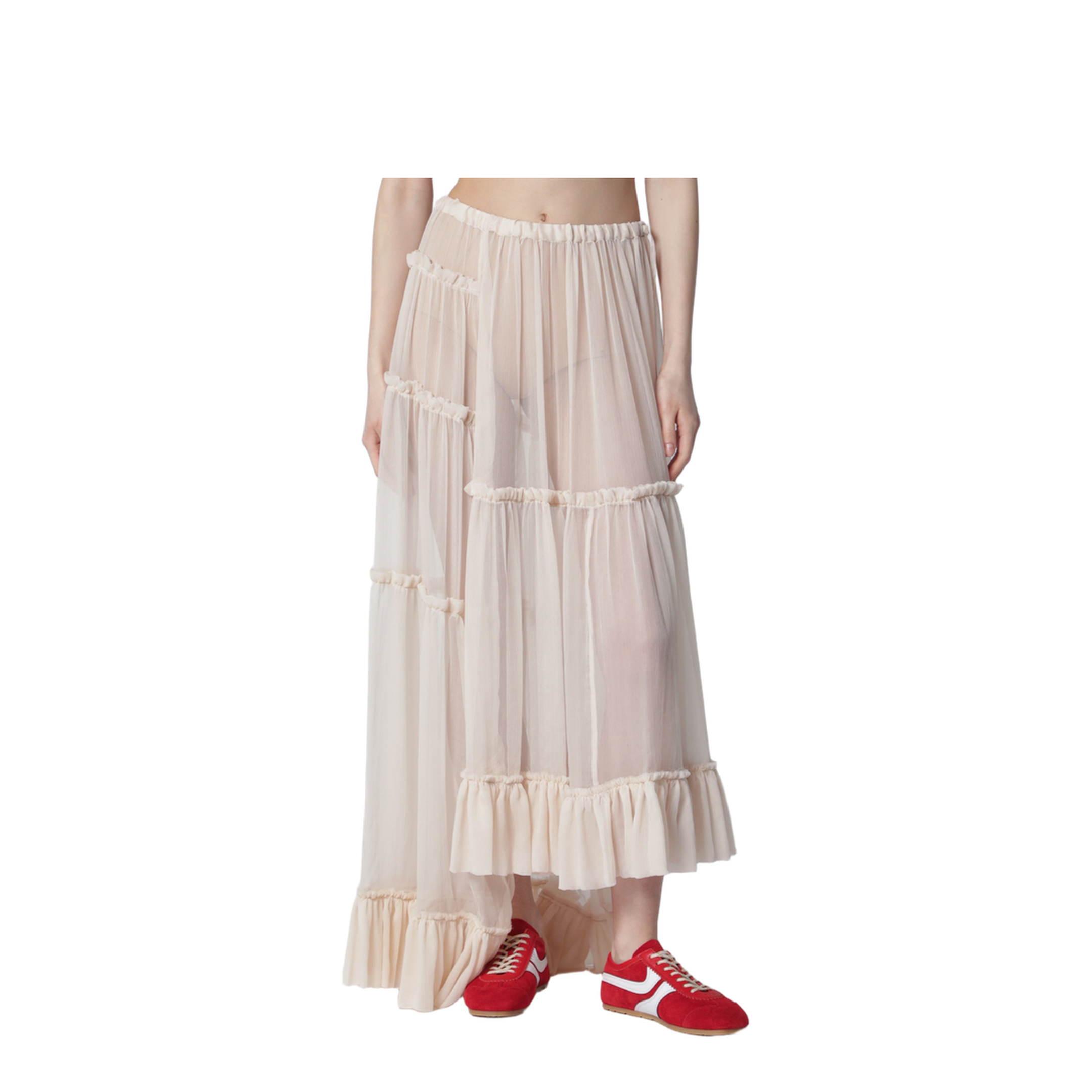 Écru semi-sheer silk skirt - Image 1