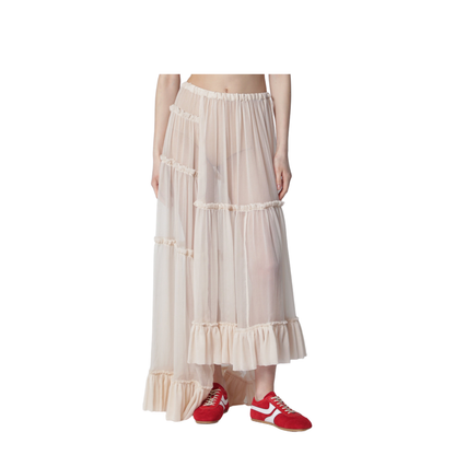 Écru semi-sheer silk skirt - Image 1