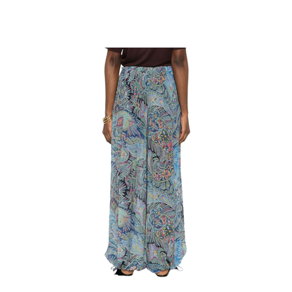Printed Wide-Leg Trousers Blue - Image 4