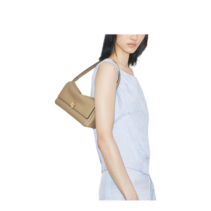 Charlie Small Leather Shoulder Bag - Soft Cement - Image 7