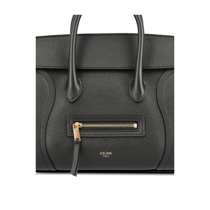 Luggage Small Calfskin Top Handle Bag - Black - Image 3
