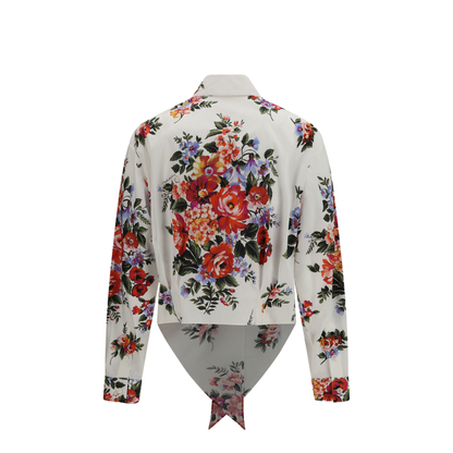 Cotton Shirt with Bouquet Print - Image 2