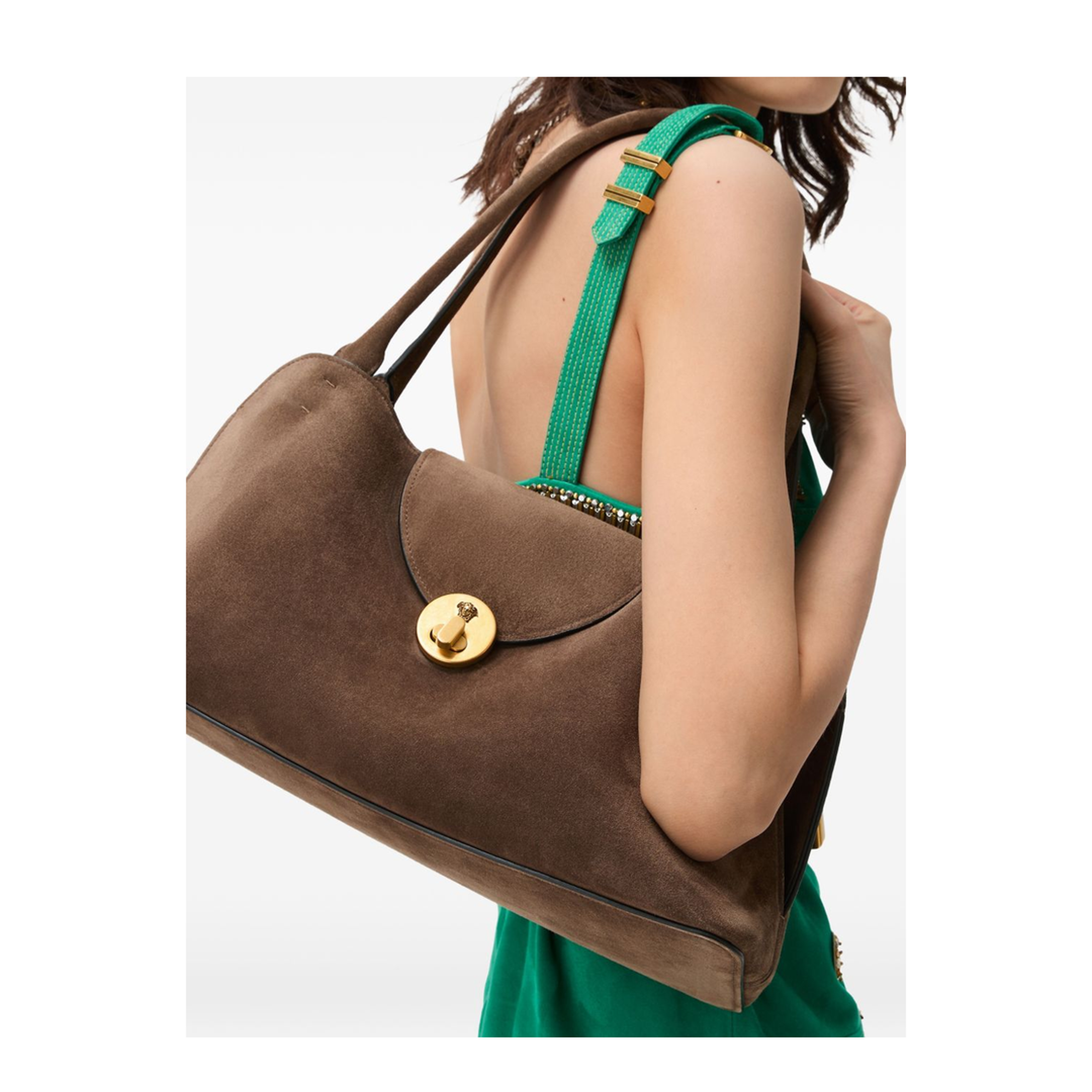 Vivian Medium Suede Shoulder Bag - Brown - Image 2