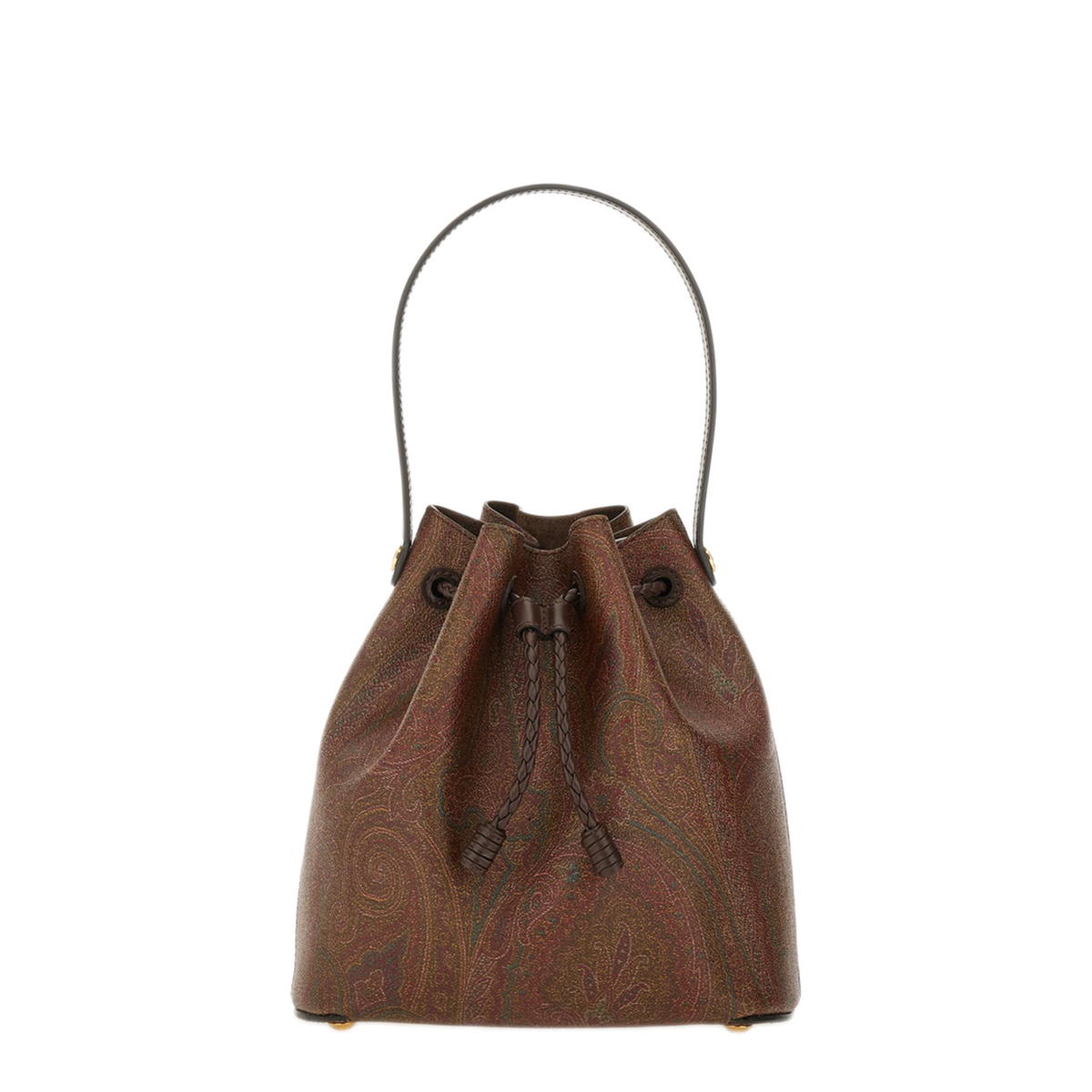Arnica Small Paisley Jacquard Cotton Bucket Bag - Brown - Image 1