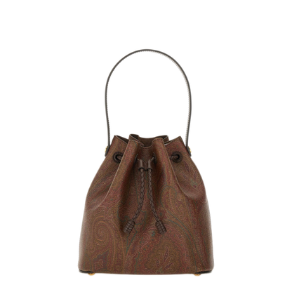 Arnica Small Paisley Jacquard Cotton Bucket Bag - Brown - Image 1