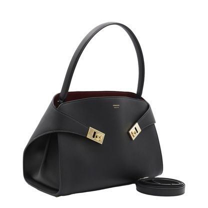 Hug Soft Medium Calf Leather Shoulder Bag - Nero / Burgundy - Image 3