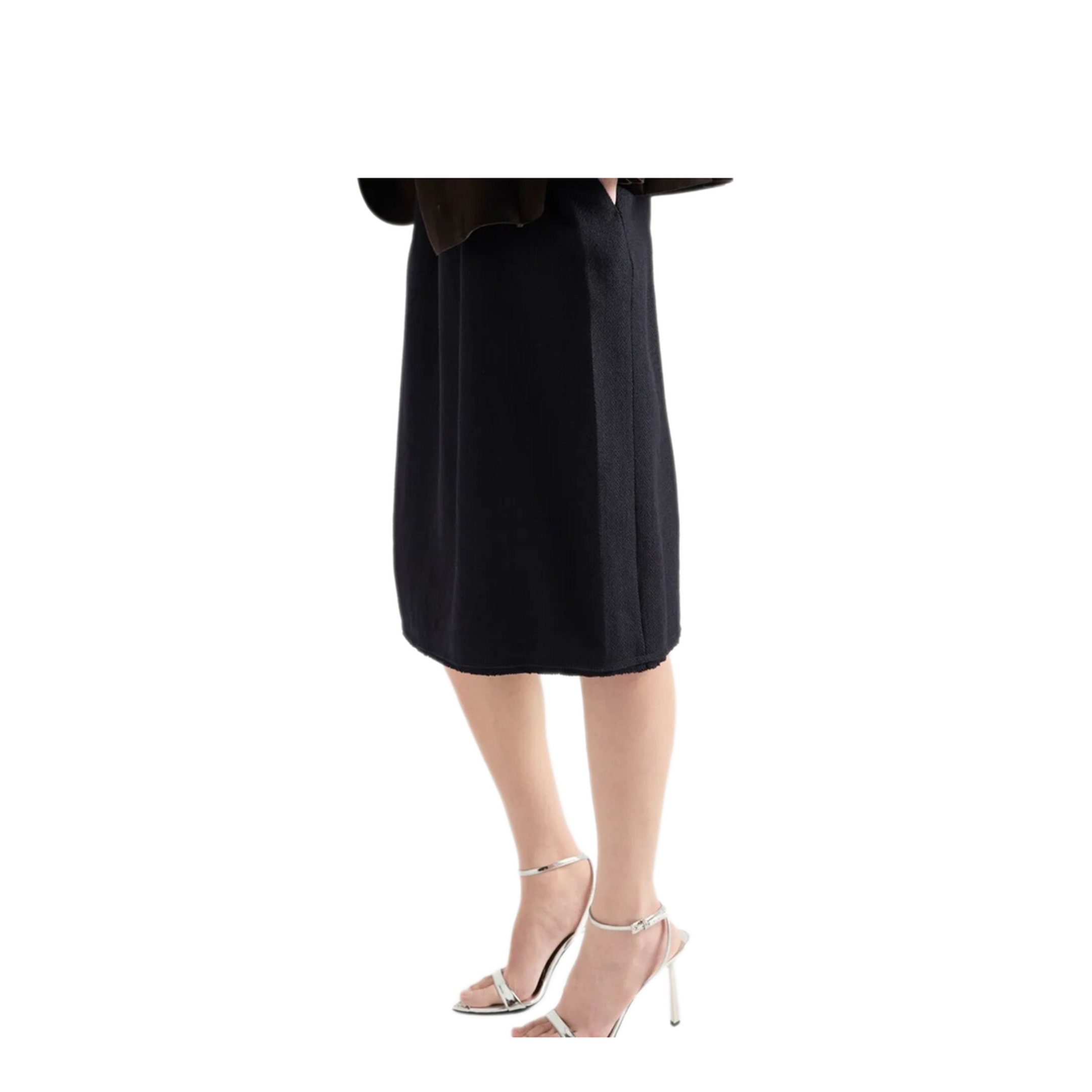 Chevron Wool Midi Skirt - Image 4
