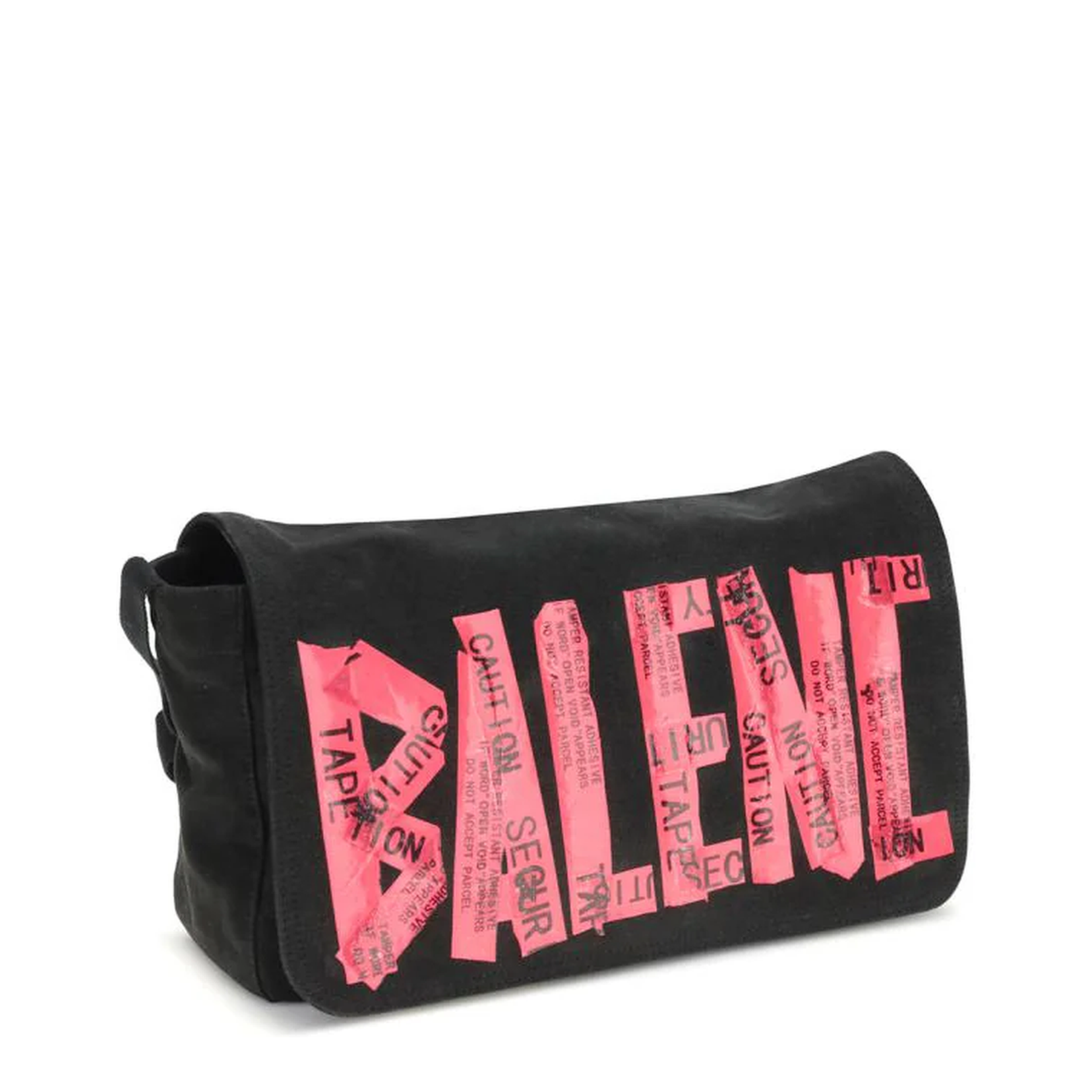 Tape Type Flap Messenger Bag Small in Black/red - Image 2